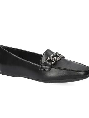 Easy Spirit Black Loafers with Silver Chain Trim